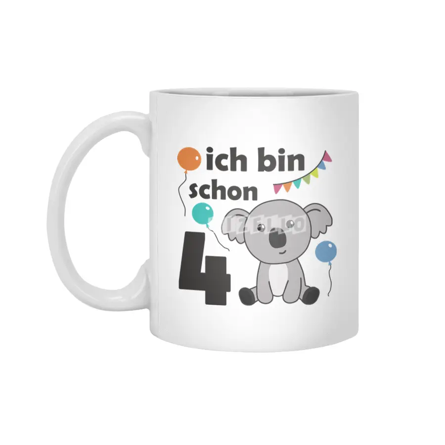 4th Birthday Koala Four Years Old Cute Animals Beyaz Kupa