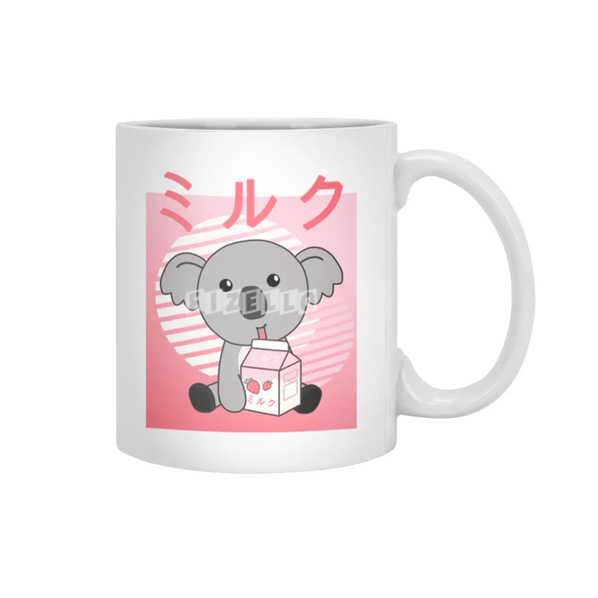 Kawaii Koala Retro Japanese Strawberry Milkshake Beyaz Kupa