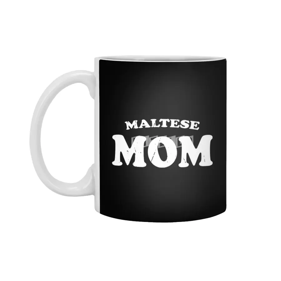 Maltese Mom Dog Mother Cute Pet Distressed T-Shirt Gift For Animal Lover Shelter Worker Funny Beyaz Kupa