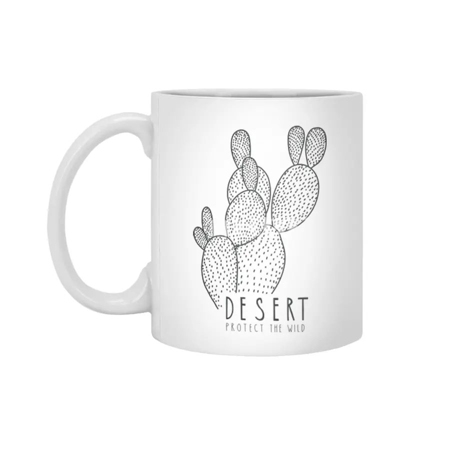 Desert Cactus Protect the Wild Drawing Beyaz Kupa