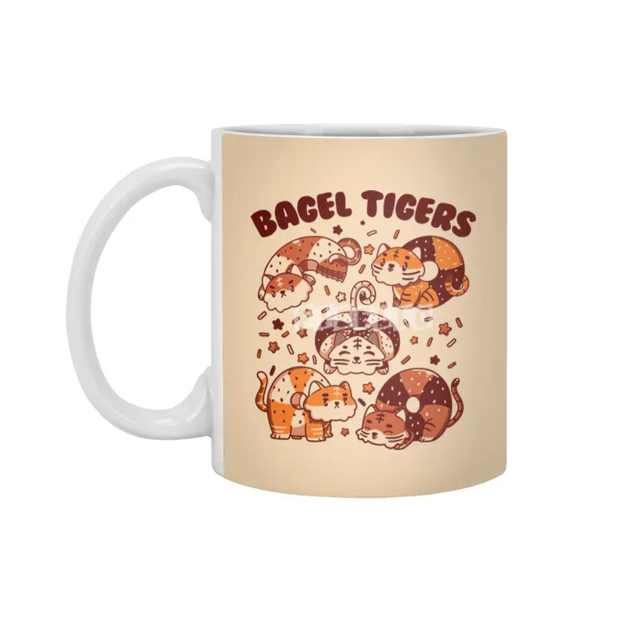 Bagel Tigers Breakfast Animals Beyaz Kupa