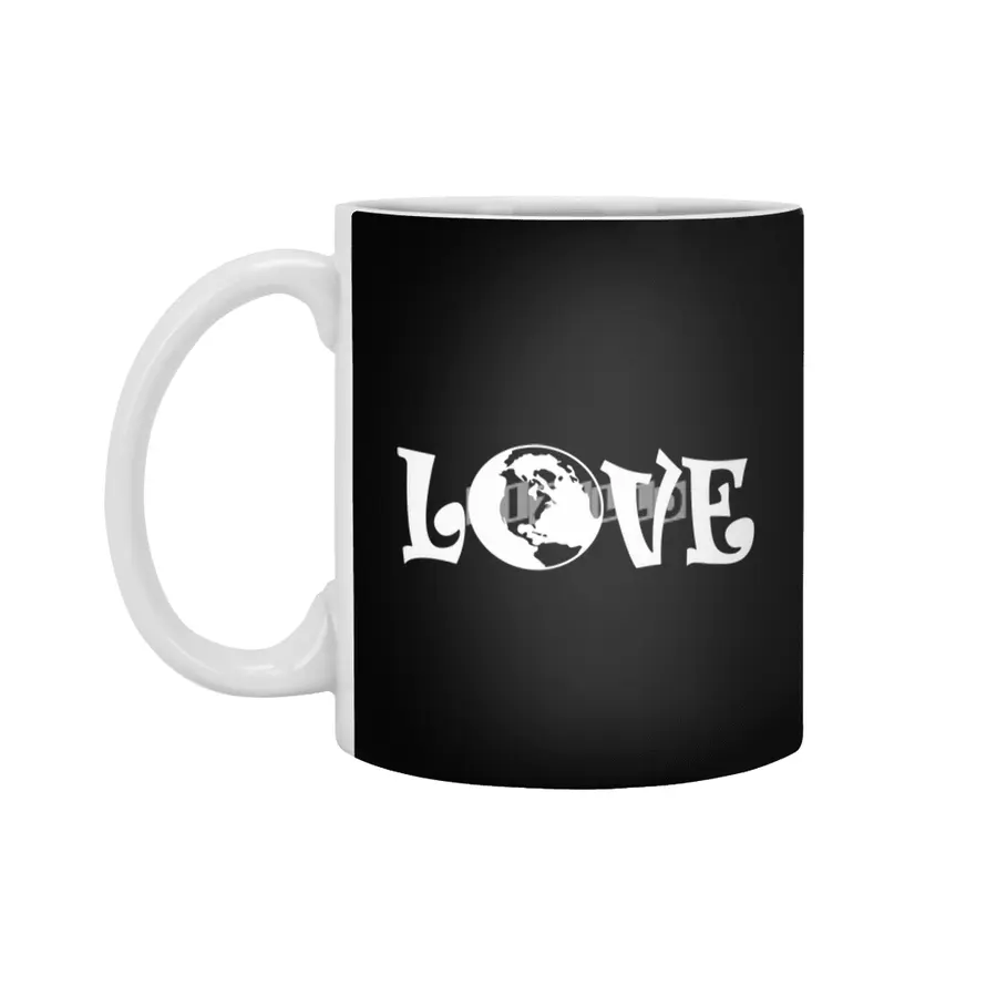 Love Earth Hippie Mother Earth Globe Beyaz Kupa