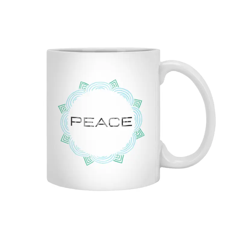 Peace Mandala | Yoga | Pilates | Rave | Floral Beyaz Kupa