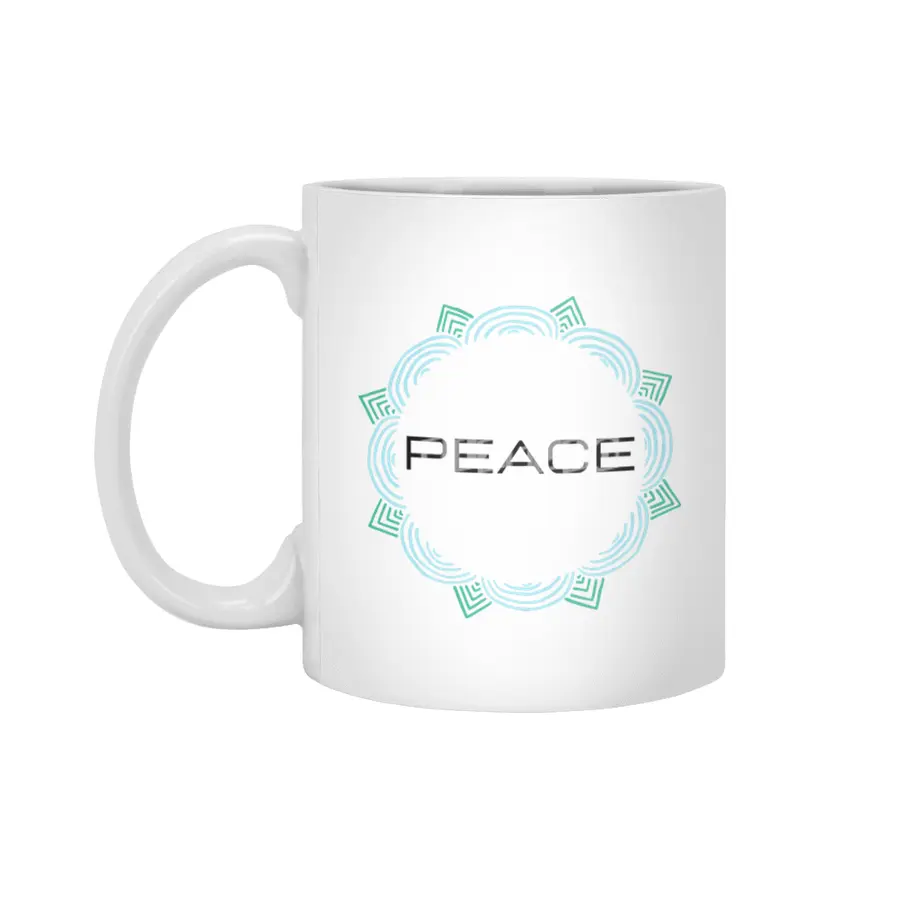 Peace Mandala | Yoga | Pilates | Rave | Floral Beyaz Kupa