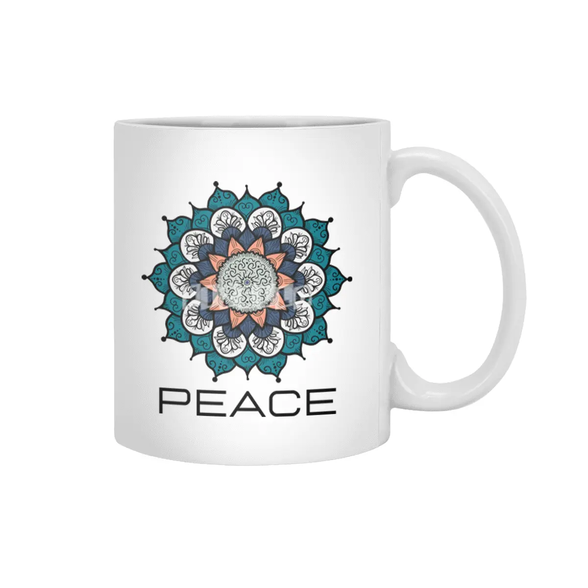 Peace Mandala | Yoga | Pilates | Rave | Floral Beyaz Kupa