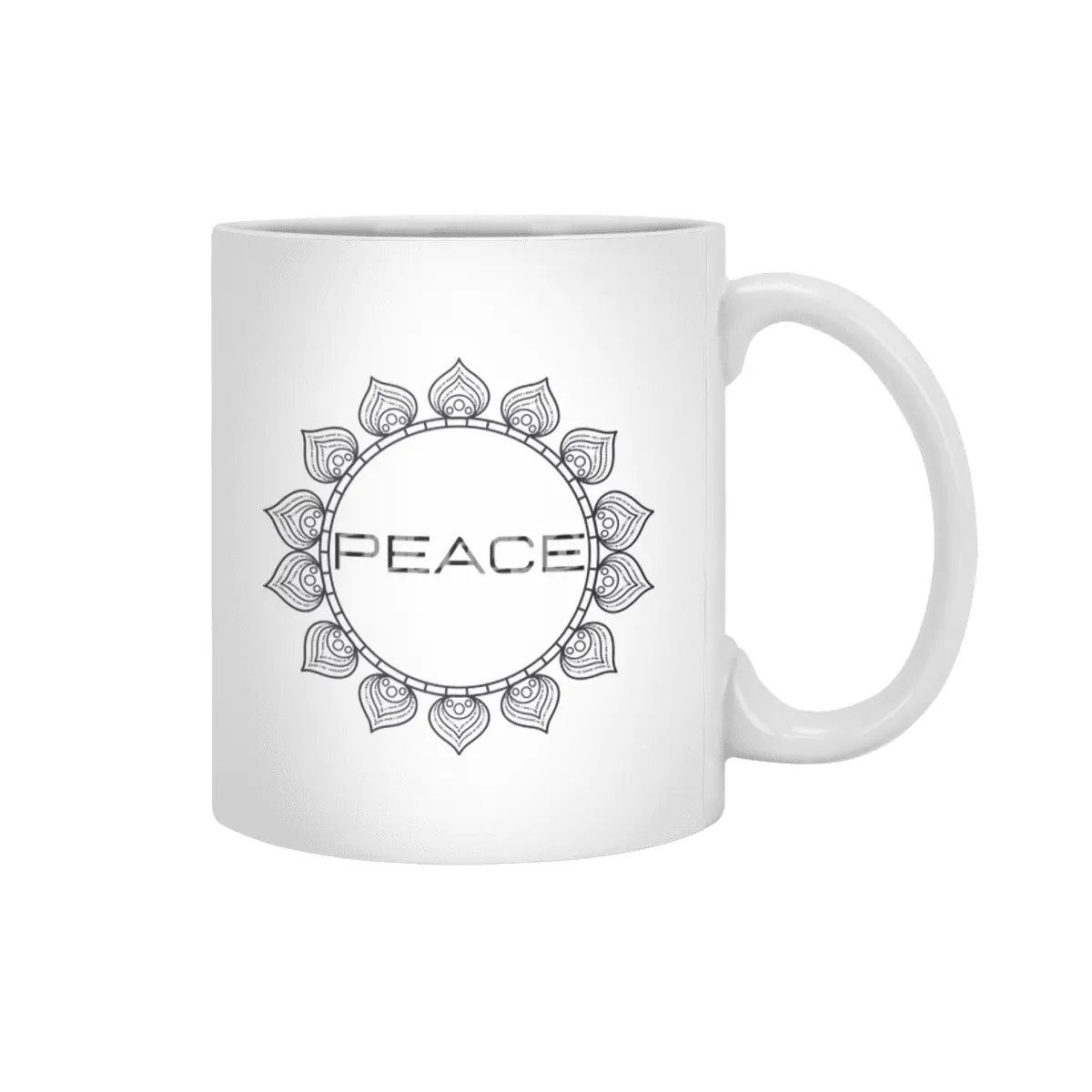 Peace Mandala | Yoga | Pilates | Rave | Floral Beyaz Kupa