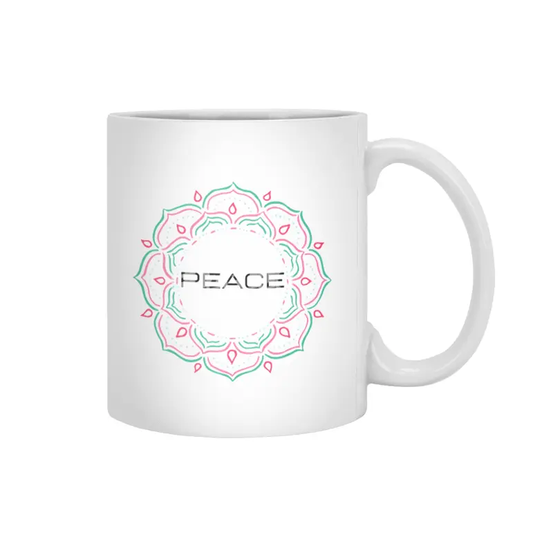 Peace Mandala | Yoga | Pilates | Rave | Floral Beyaz Kupa