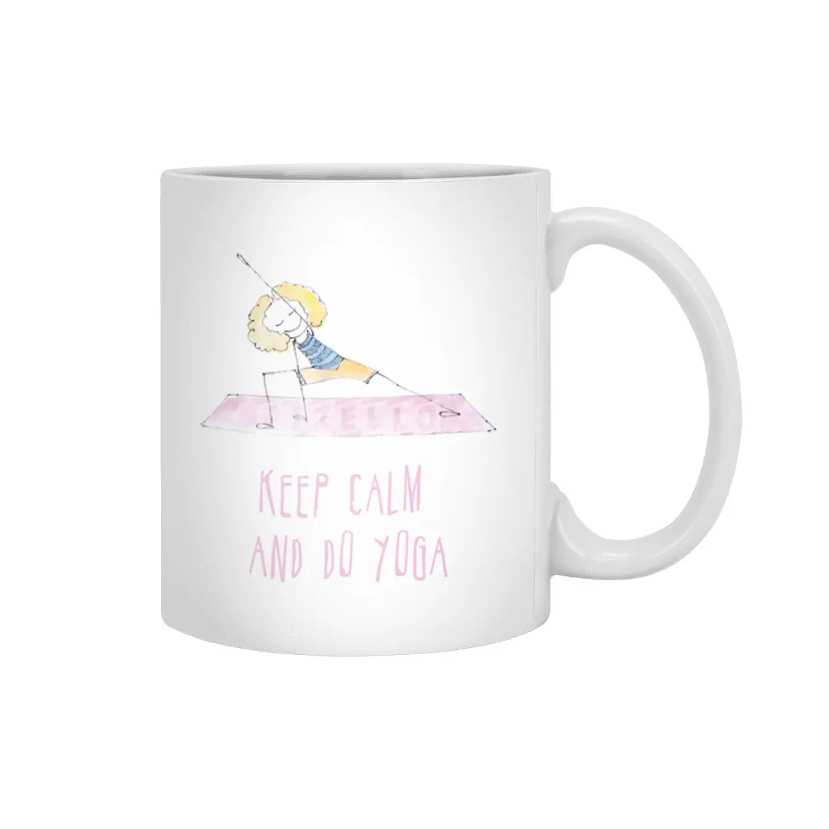 Happy girl in the yoga position Beyaz Kupa