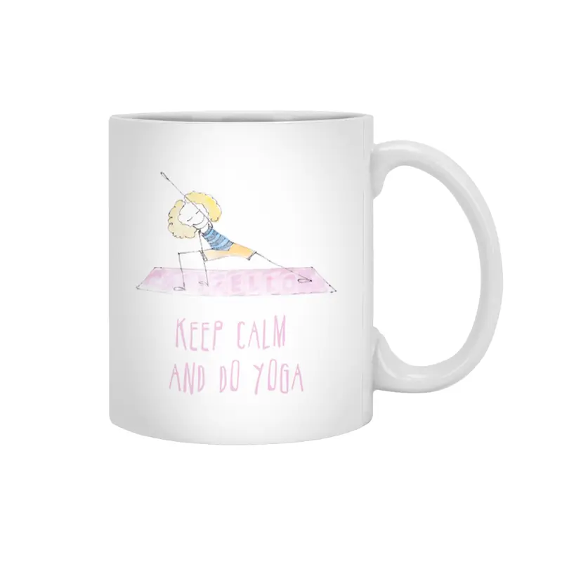 Happy girl in the yoga position Beyaz Kupa