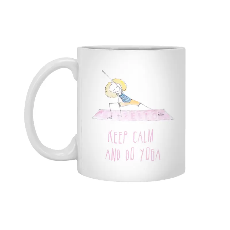 Happy girl in the yoga position Beyaz Kupa