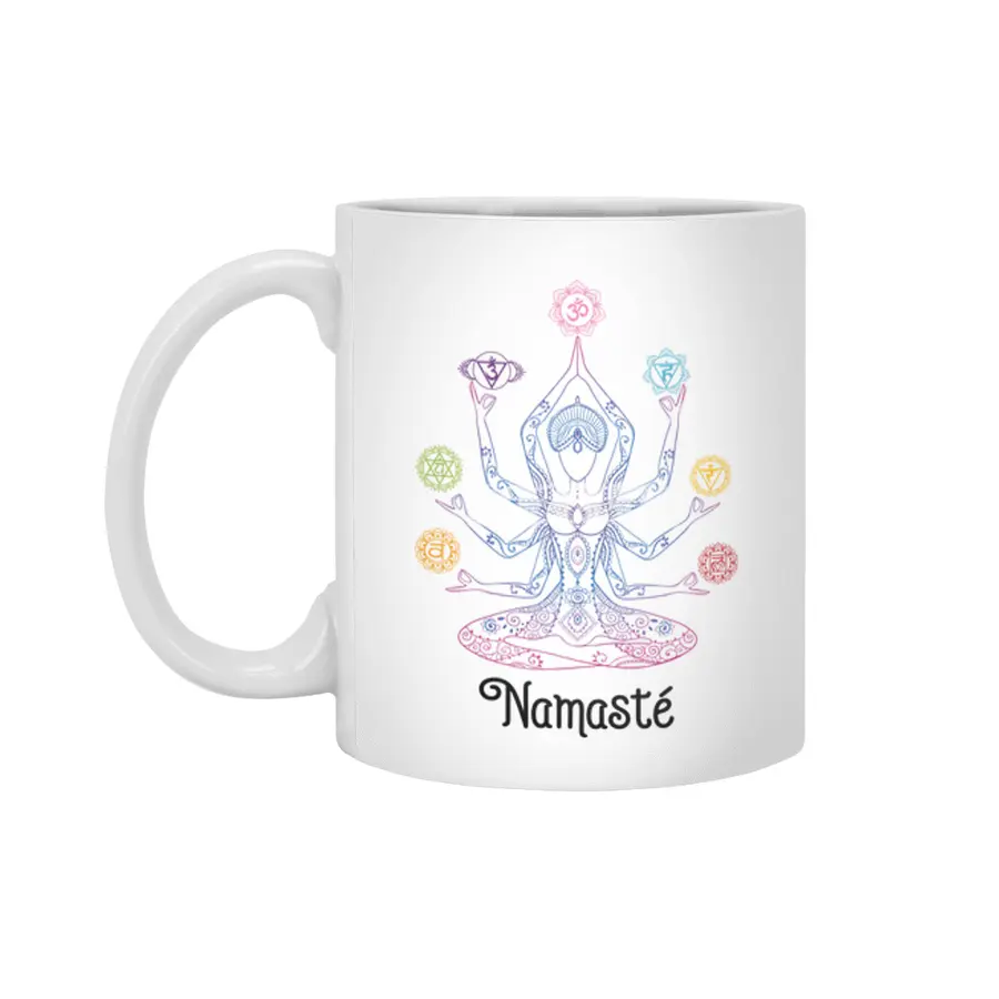 Namaste , Yoga , chakra Beyaz Kupa