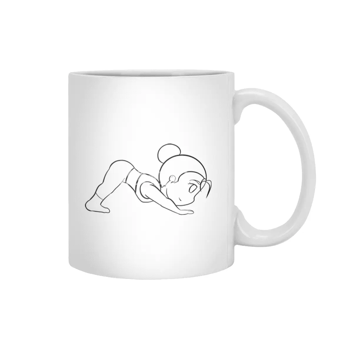 Chibi Yoga Asana - Downward Facing Dog (outline) Beyaz Kupa