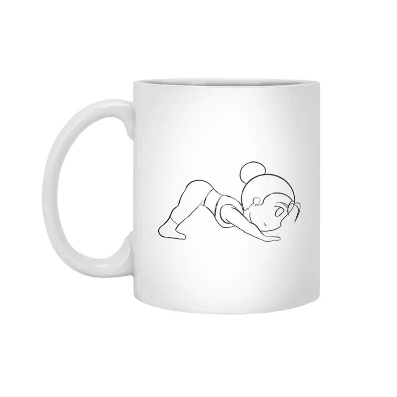Chibi Yoga Asana - Downward Facing Dog (outline) Beyaz Kupa