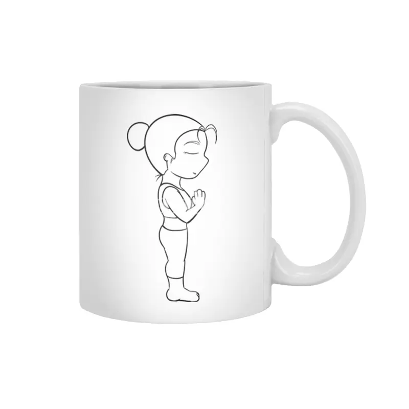Chibi Yoga Asana - Mountain Pose (outline) Beyaz Kupa