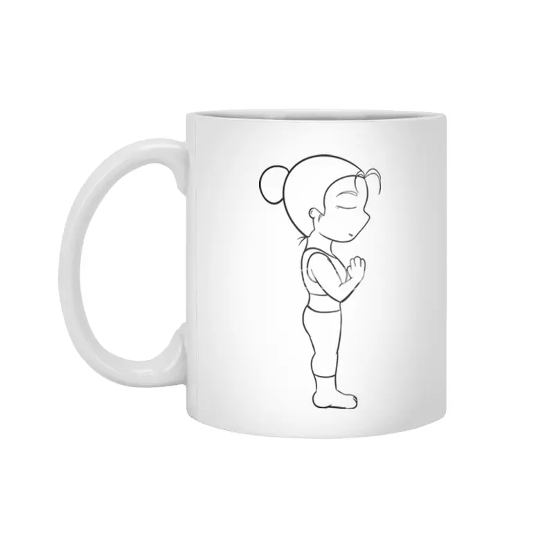 Chibi Yoga Asana - Mountain Pose (outline) Beyaz Kupa