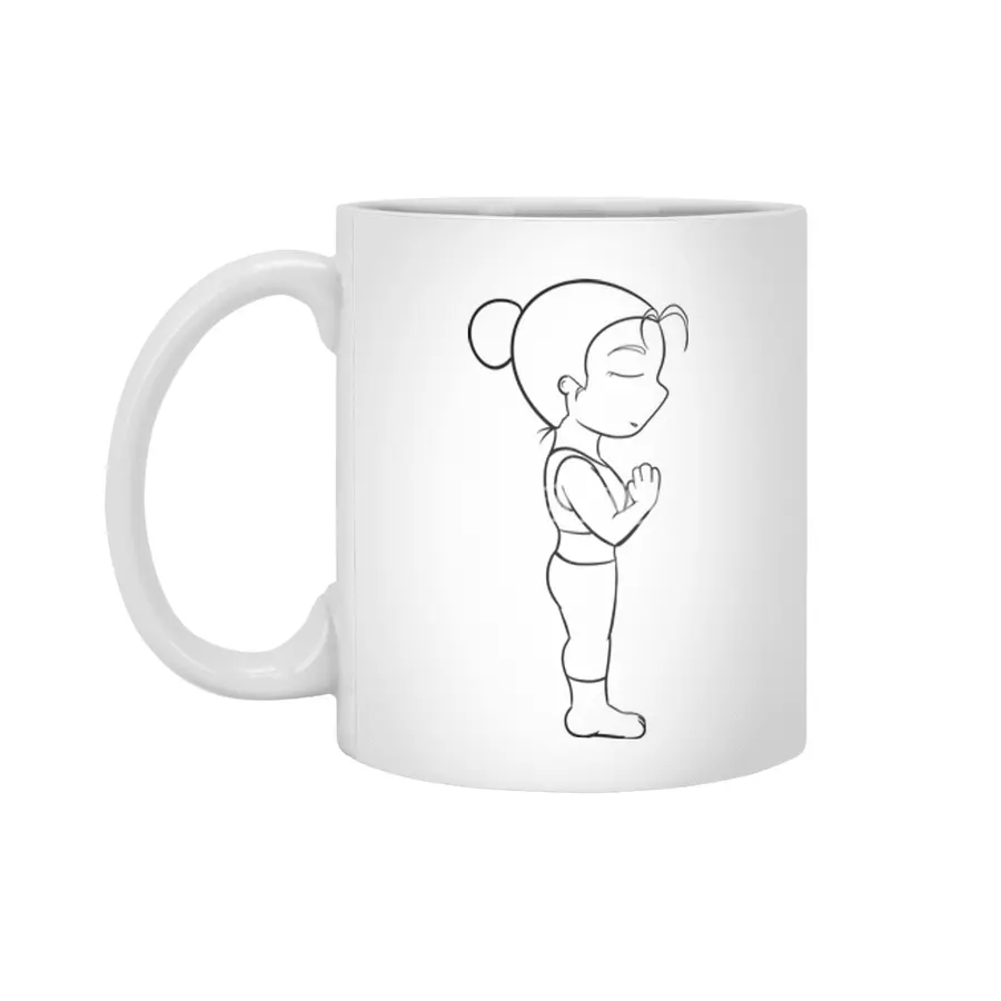 Chibi Yoga Asana - Mountain Pose (outline) Beyaz Kupa