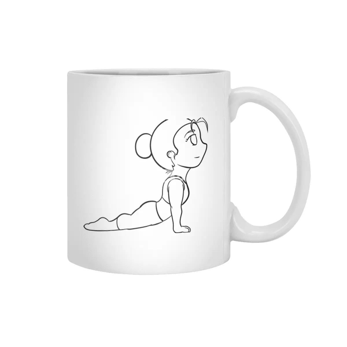 Chibi Yoga Asana - Upward Facing Dog (outline) Beyaz Kupa