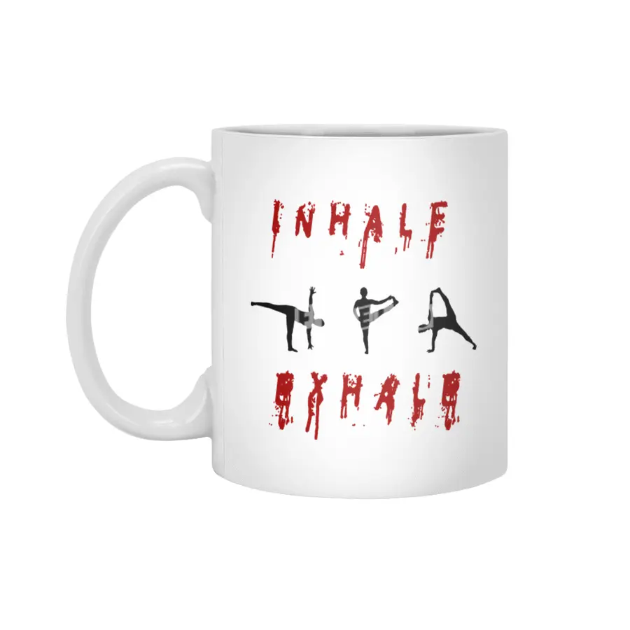 inhale and exhale yoga design Beyaz Kupa