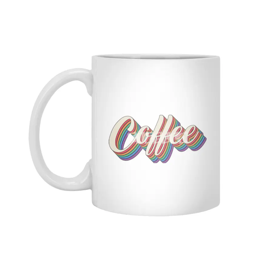 Coffee Colourful Text Beyaz Kupa