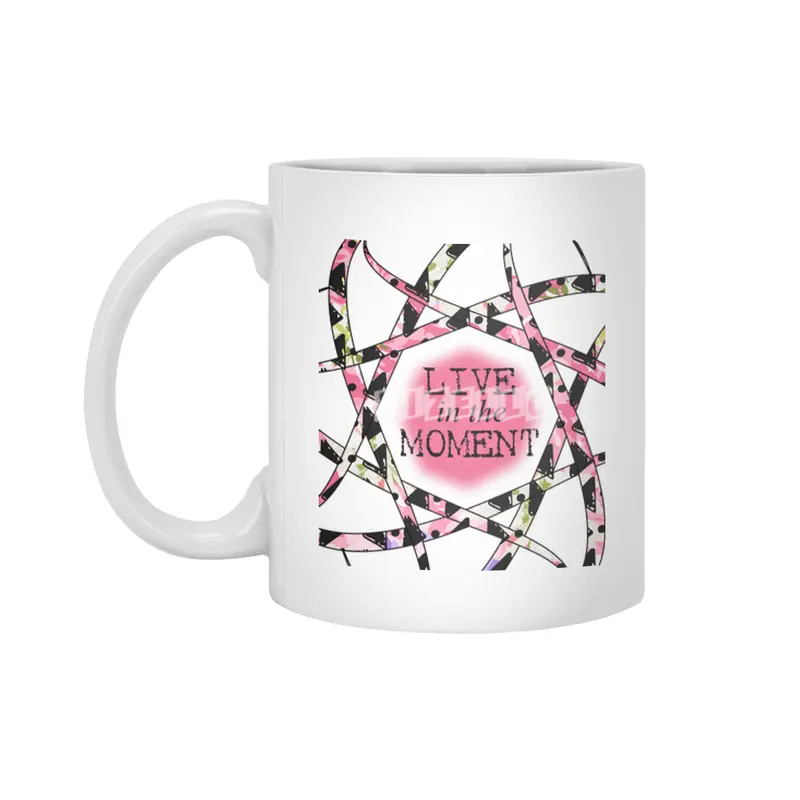 Live in the Moment - colorful ribbon design Beyaz Kupa