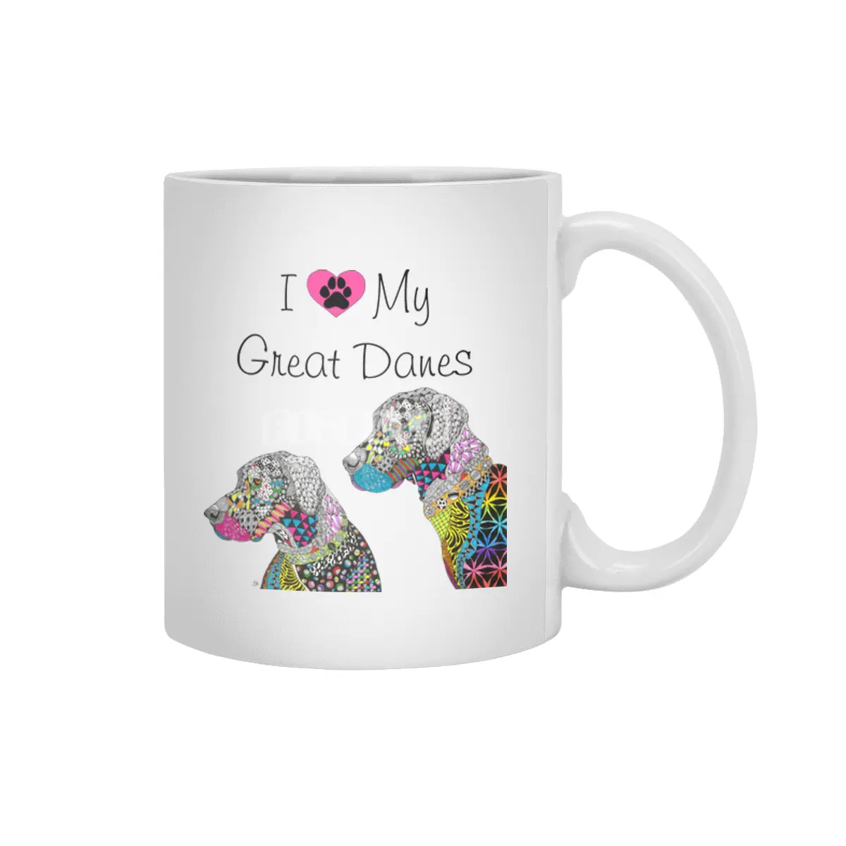 Cute and Colorful I Love My Great Danes Beyaz Kupa