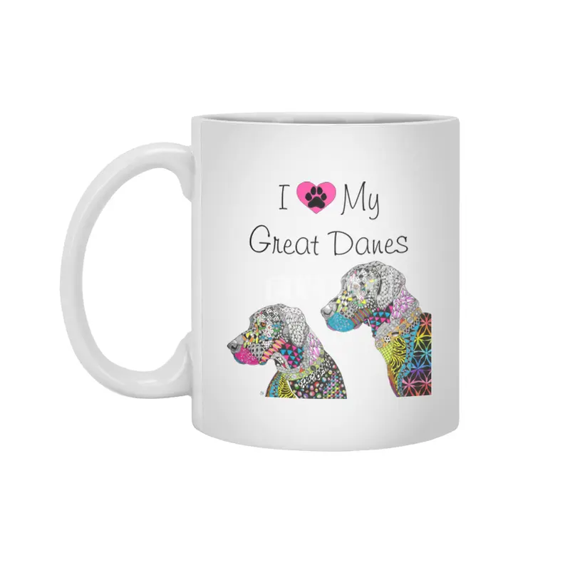 Cute and Colorful I Love My Great Danes Beyaz Kupa