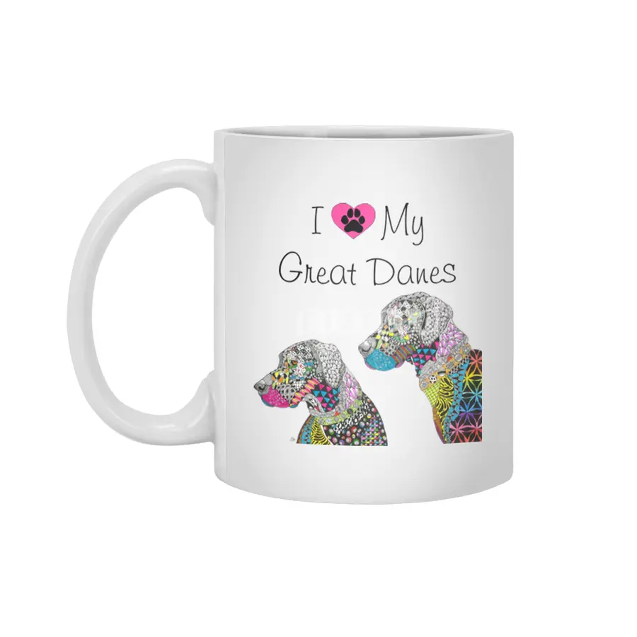 Cute and Colorful I Love My Great Danes Beyaz Kupa