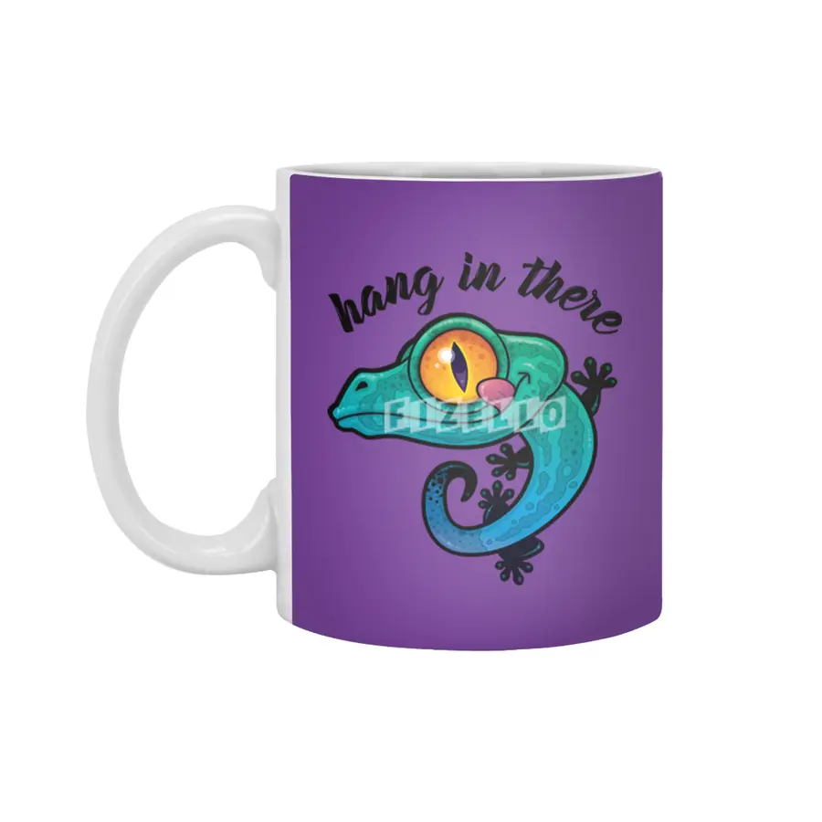 Hang In There Colorful Gecko Beyaz Kupa