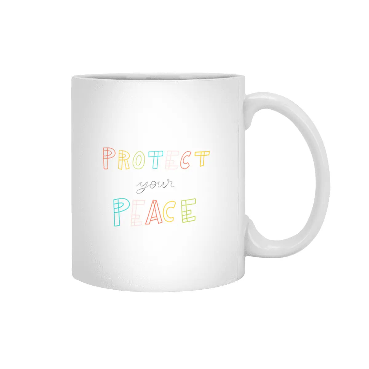 Protect your peace - colorful Lettering Beyaz Kupa