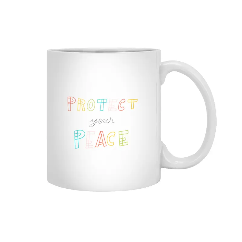 Protect your peace - colorful Lettering Beyaz Kupa