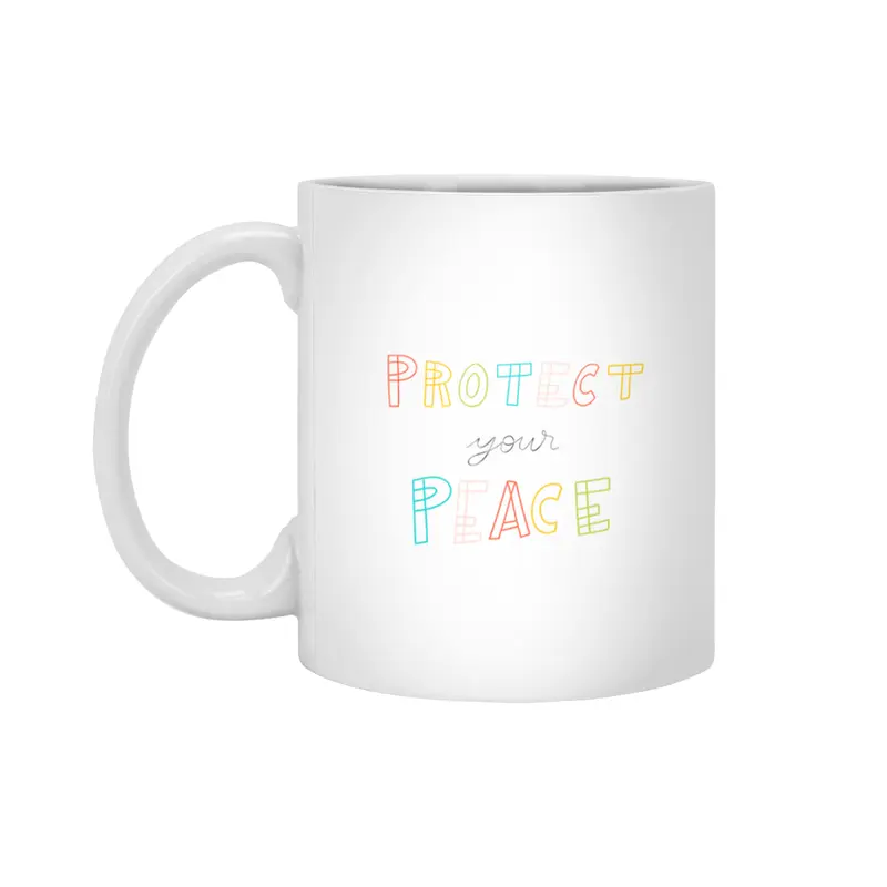 Protect your peace - colorful Lettering Beyaz Kupa