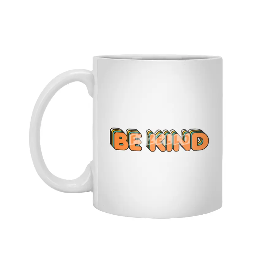 vintage retro be kind motivational and inspirational quote cute  design in white colorful artwork gi Beyaz Kupa