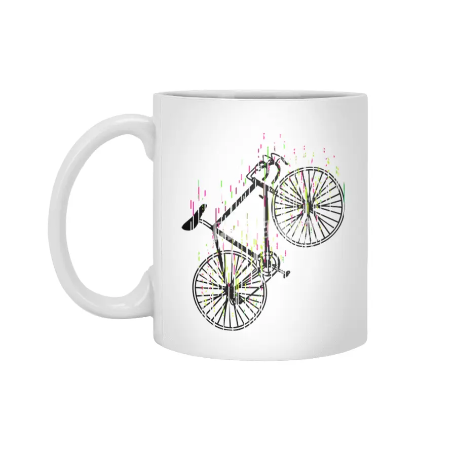 Racing Bike Colorful Colors Cycling Art Beyaz Kupa