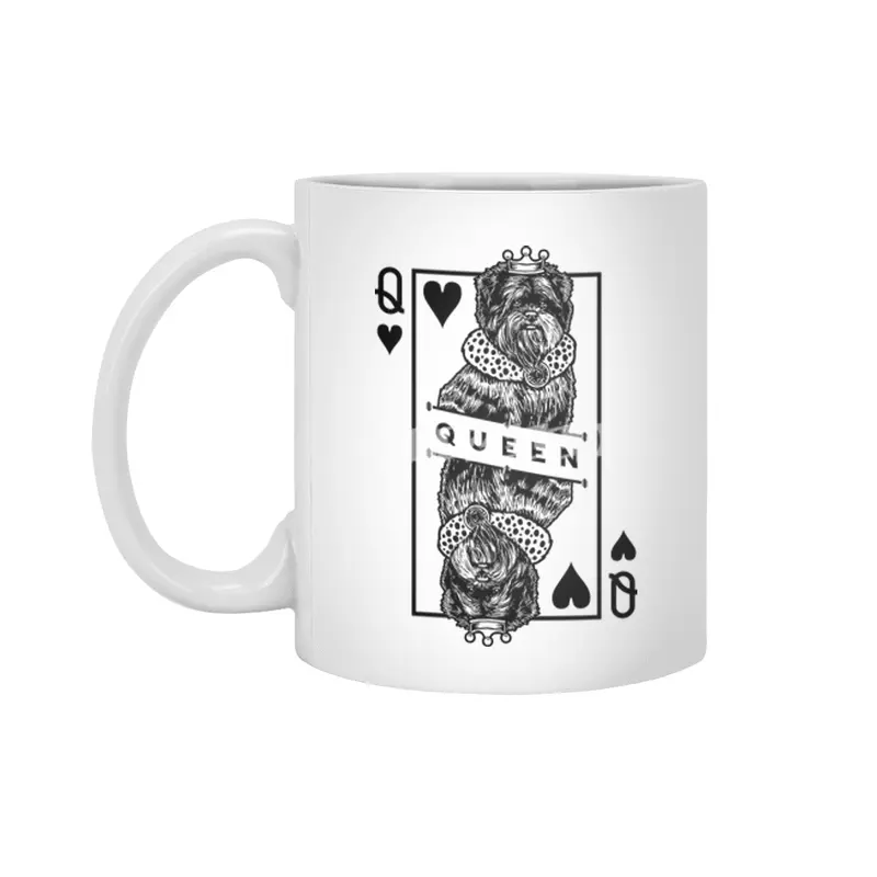 Affenpinscher Queen Of Hearts Funny Affie Dog Lover Pop Art Beyaz Kupa