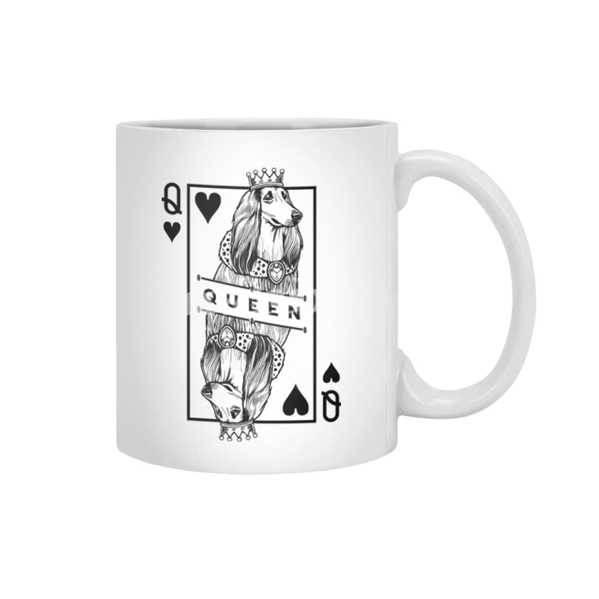 Afghan Hound Queen Of Hearts Funny Tazi Dog Lover Pop Art Beyaz Kupa