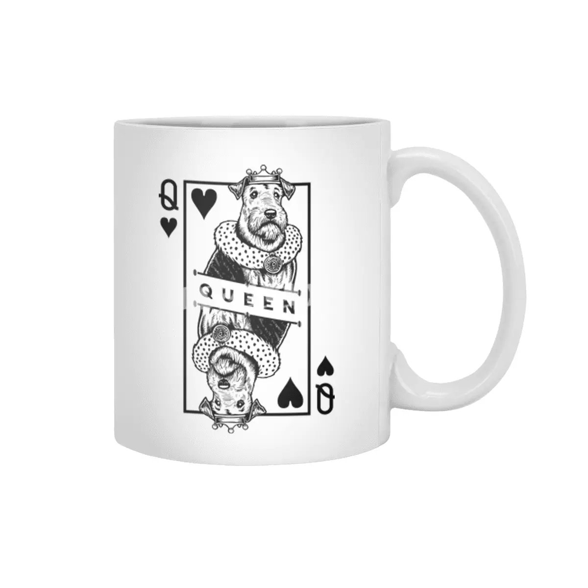 Airedale Terrier Queen Of Hearts Funny Dog Lover Pop Art Beyaz Kupa