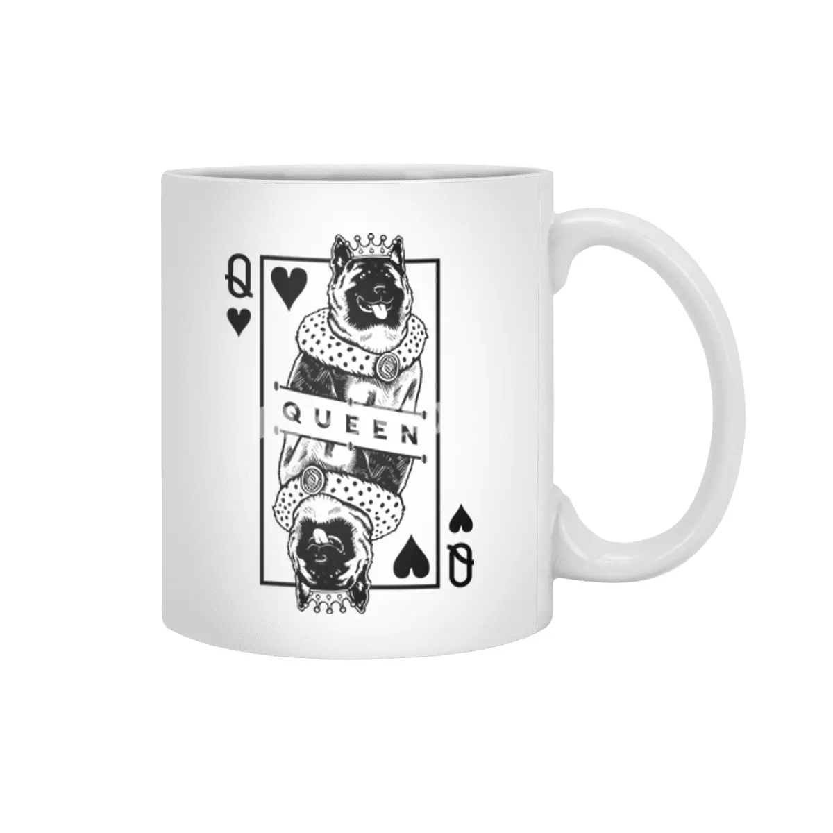 American Akita Inu Queen Of Hearts Funny Dog Lover Pop Art Beyaz Kupa