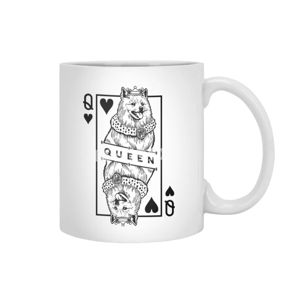 American Eskimo Dog Lover Queen Of Hearts Funny Pop Art Beyaz Kupa