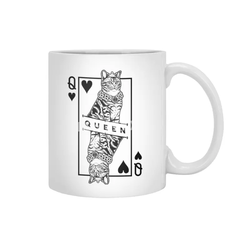 American Shorthair Cat Lover Queen Of Hearts Funny Pop Art Beyaz Kupa