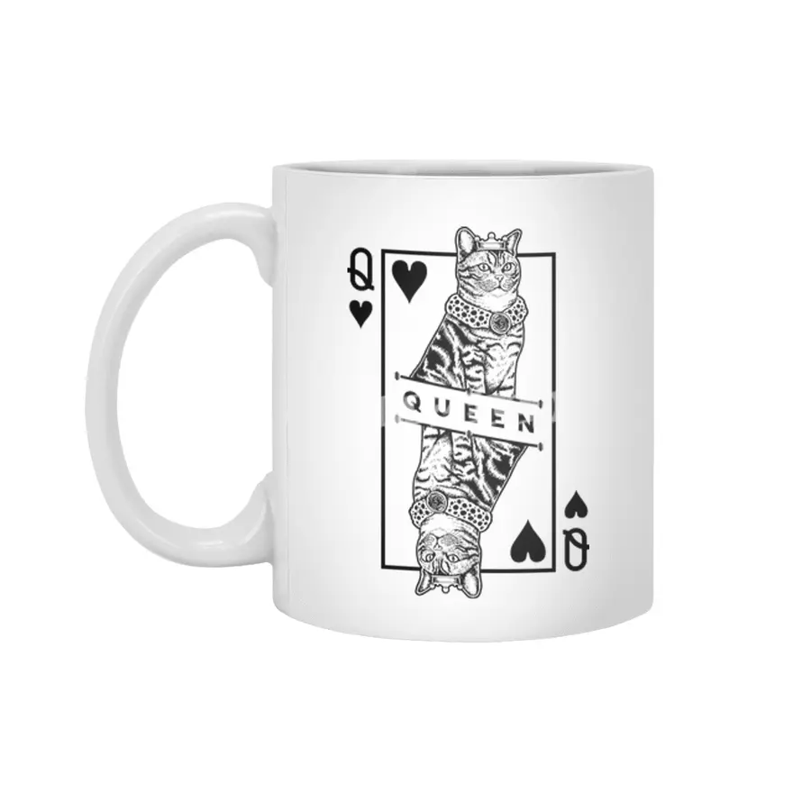 American Shorthair Cat Lover Queen Of Hearts Funny Pop Art Beyaz Kupa