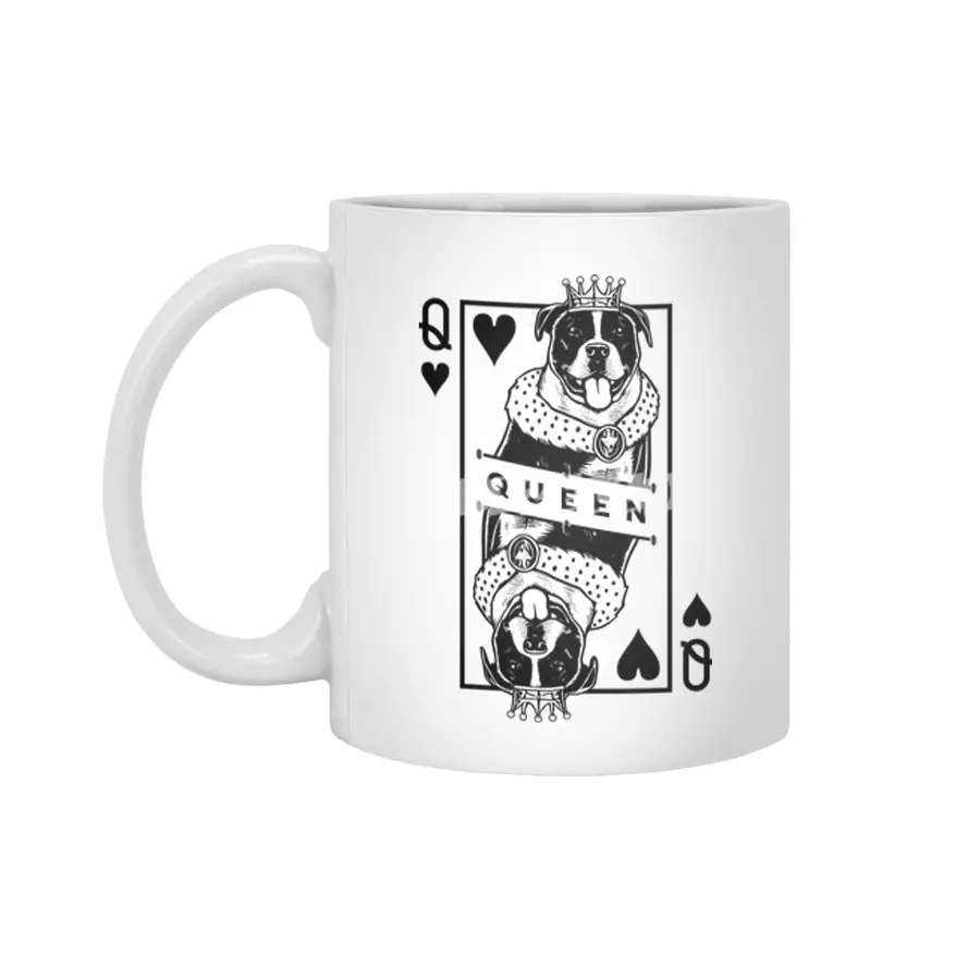 American Staffordshire Terrier Queen Of Hearts Dog Pop Art Beyaz Kupa