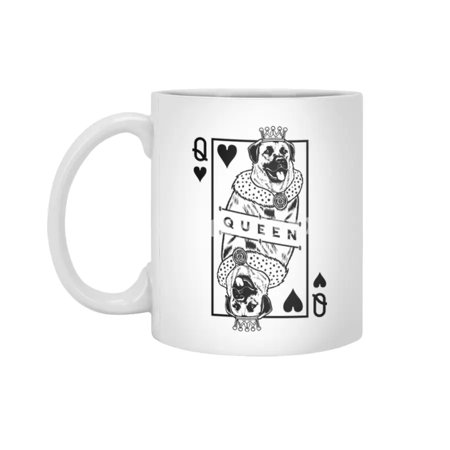 Anatolian Shepherd Dog Queen Of Hearts Card Funny Pop Art Beyaz Kupa