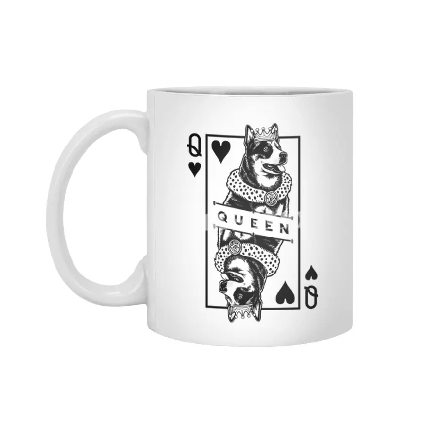 Australian Cattle Dog Queen Of Hearts Funny ACD Pop Art Beyaz Kupa