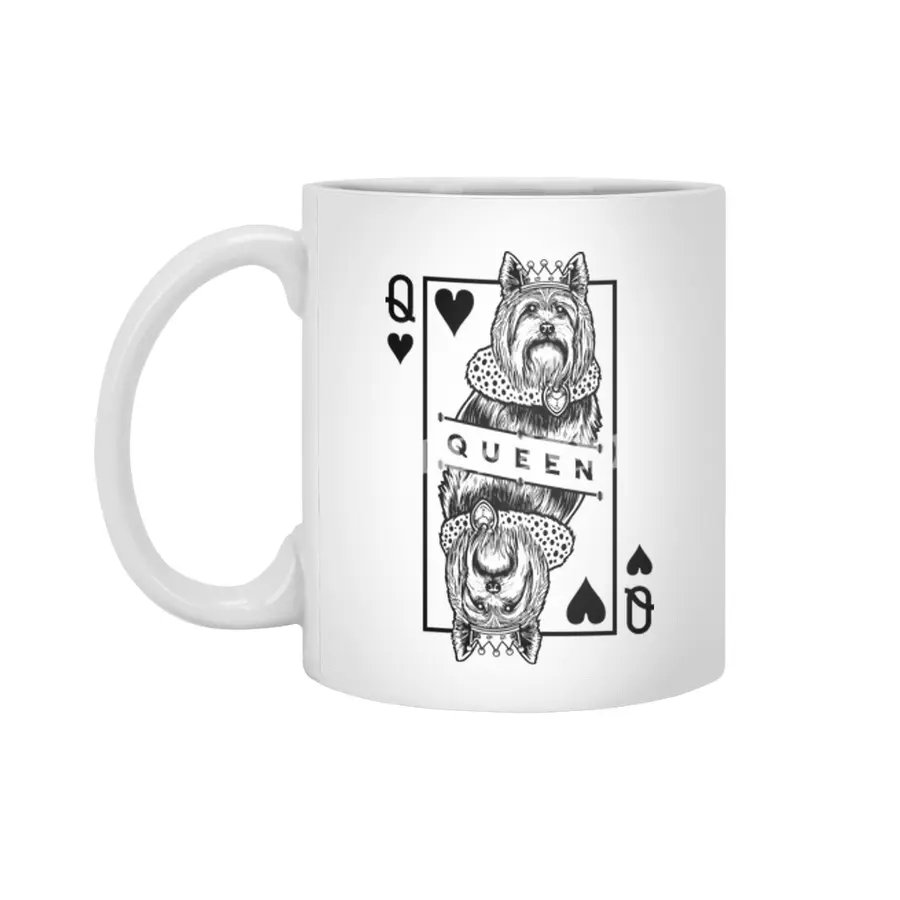 Australian Silky Terrier Queen Of Hearts Funny Dog Pop Art Beyaz Kupa