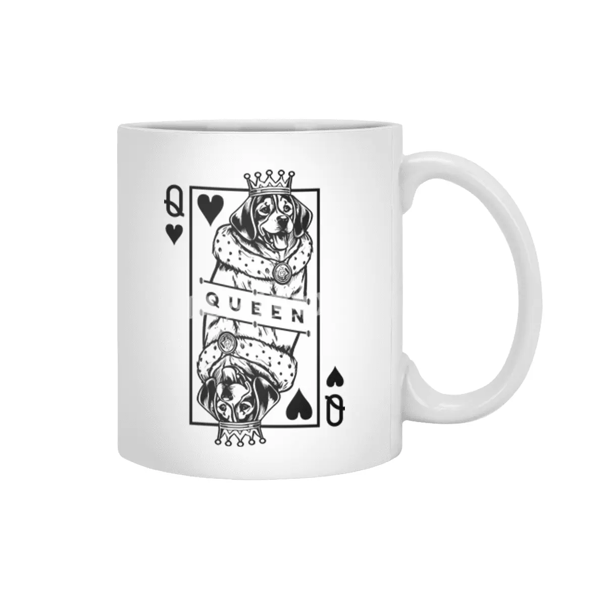Beagle Queen Of Hearts Funny Dog Lover Playing Card Pop Art Beyaz Kupa