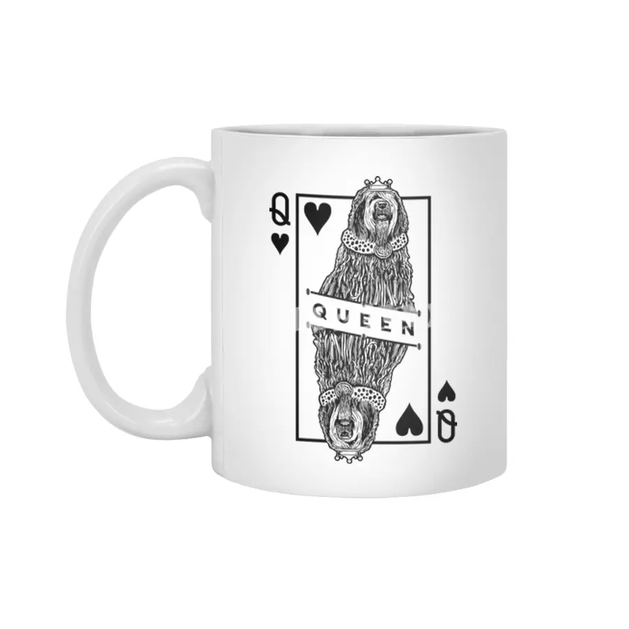 Bergamasco Sheepdog Queen Of Hearts Funny Dog Lover Pop Art Beyaz Kupa