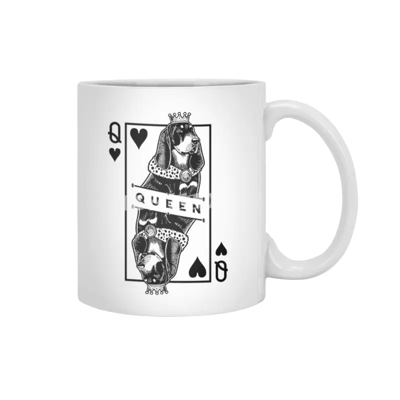 Black and Tan Coonhound Queen Of Hearts Dog Lover Pop Art Beyaz Kupa