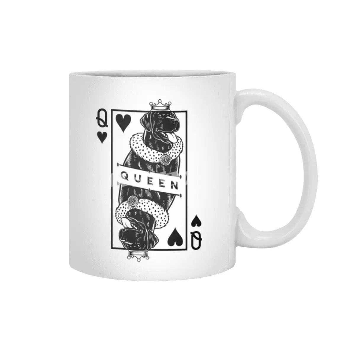 Black Labrador Retriever Queen Of Hearts Funny Dog Pop Art Beyaz Kupa