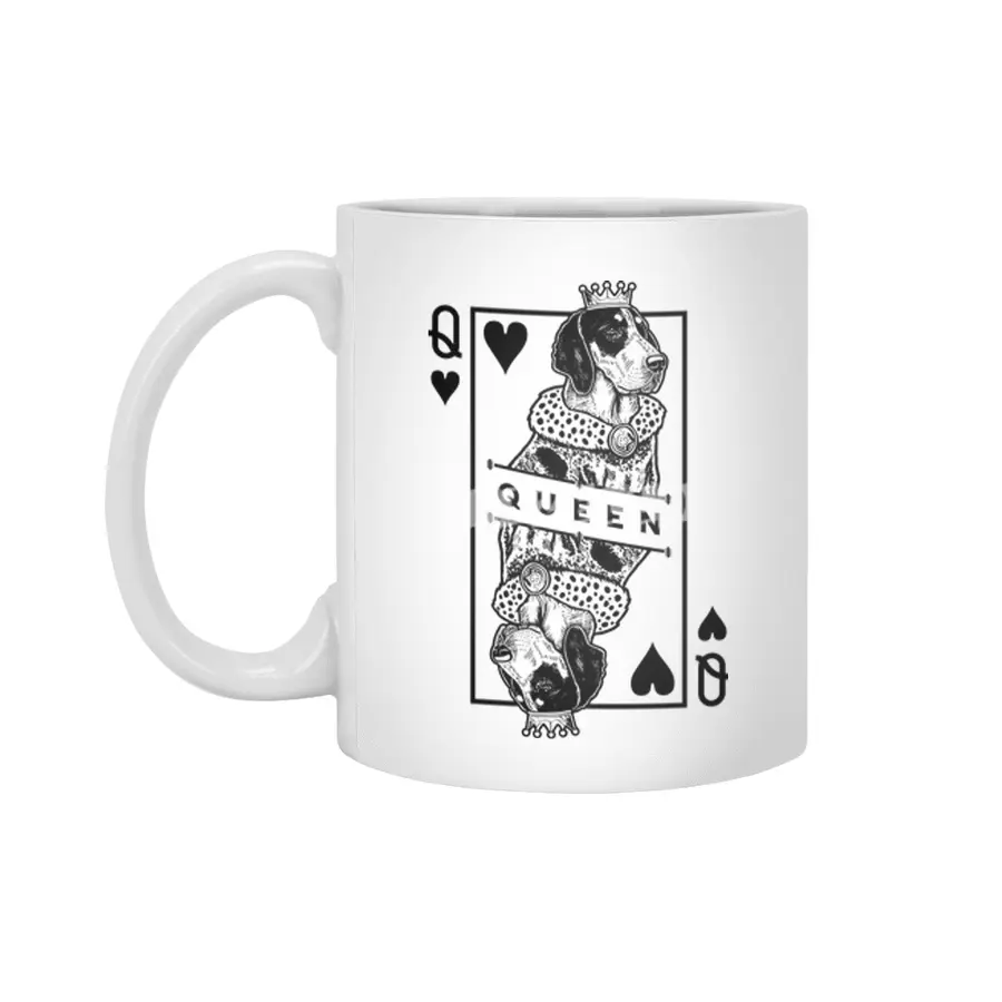 Bluetick Coonhound Queen Of Hearts Funny Dog Lover Pop Art Beyaz Kupa