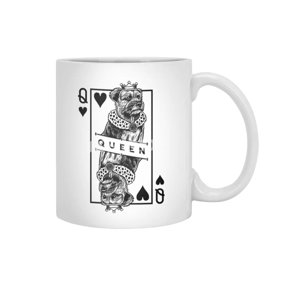 Border Terrier Queen Of Hearts Funny Dog Lover Pop Art Beyaz Kupa